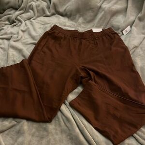 Rust-colored linen pants